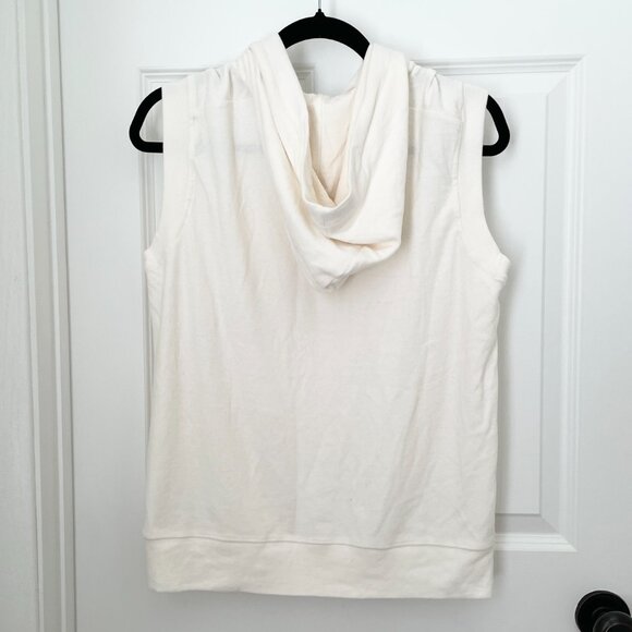 Women Evereve Zoey Sleeveless Hoodie Casual Minimalist in Cream Size Large - Picture 3 of 8